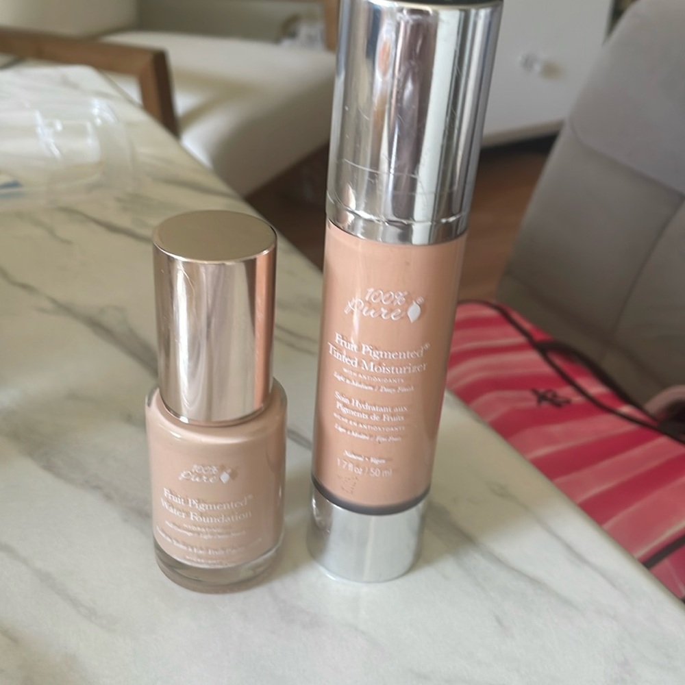 100 % puré cosmetics water foundation w2 tinted moisturizer white peach